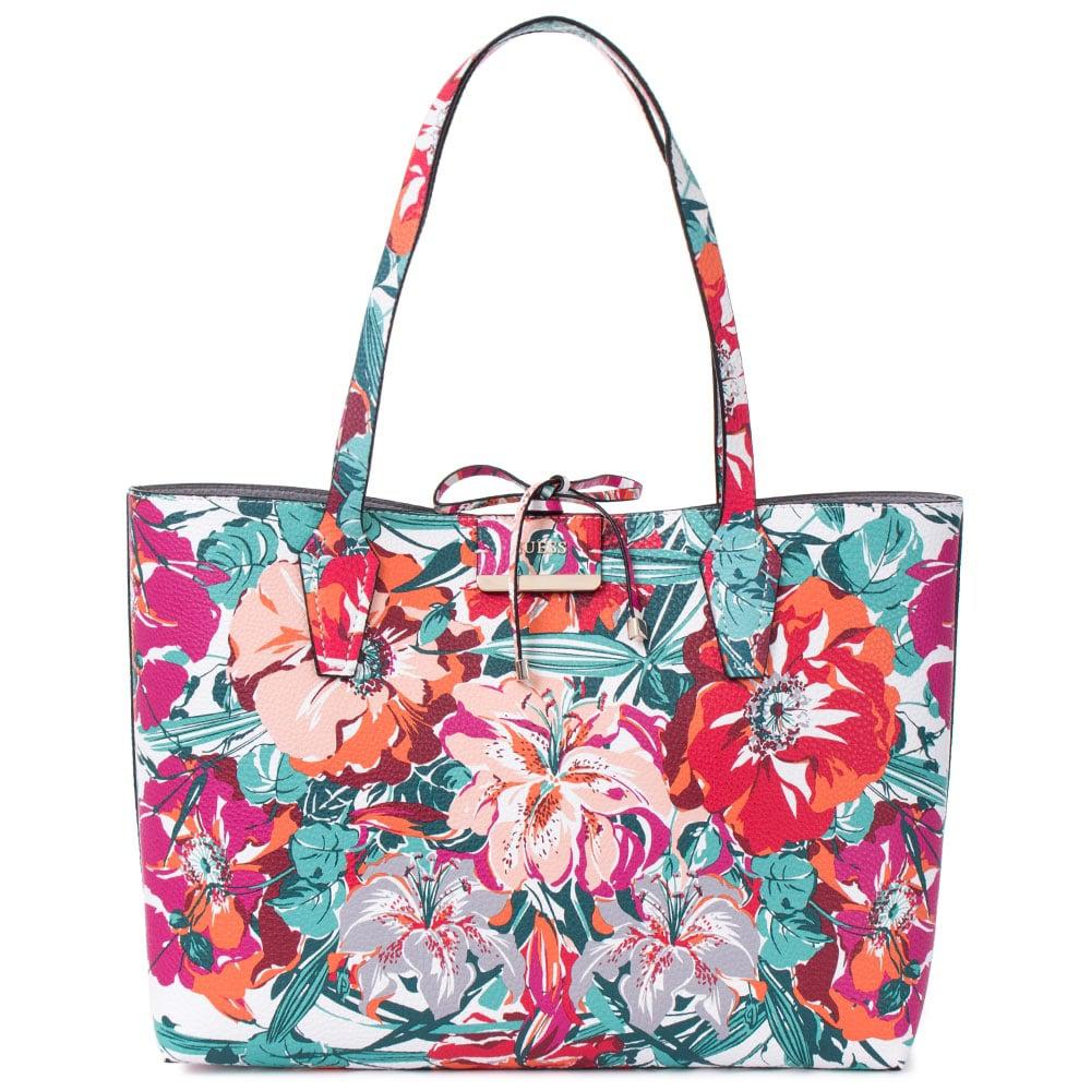 guess floral shopper bag