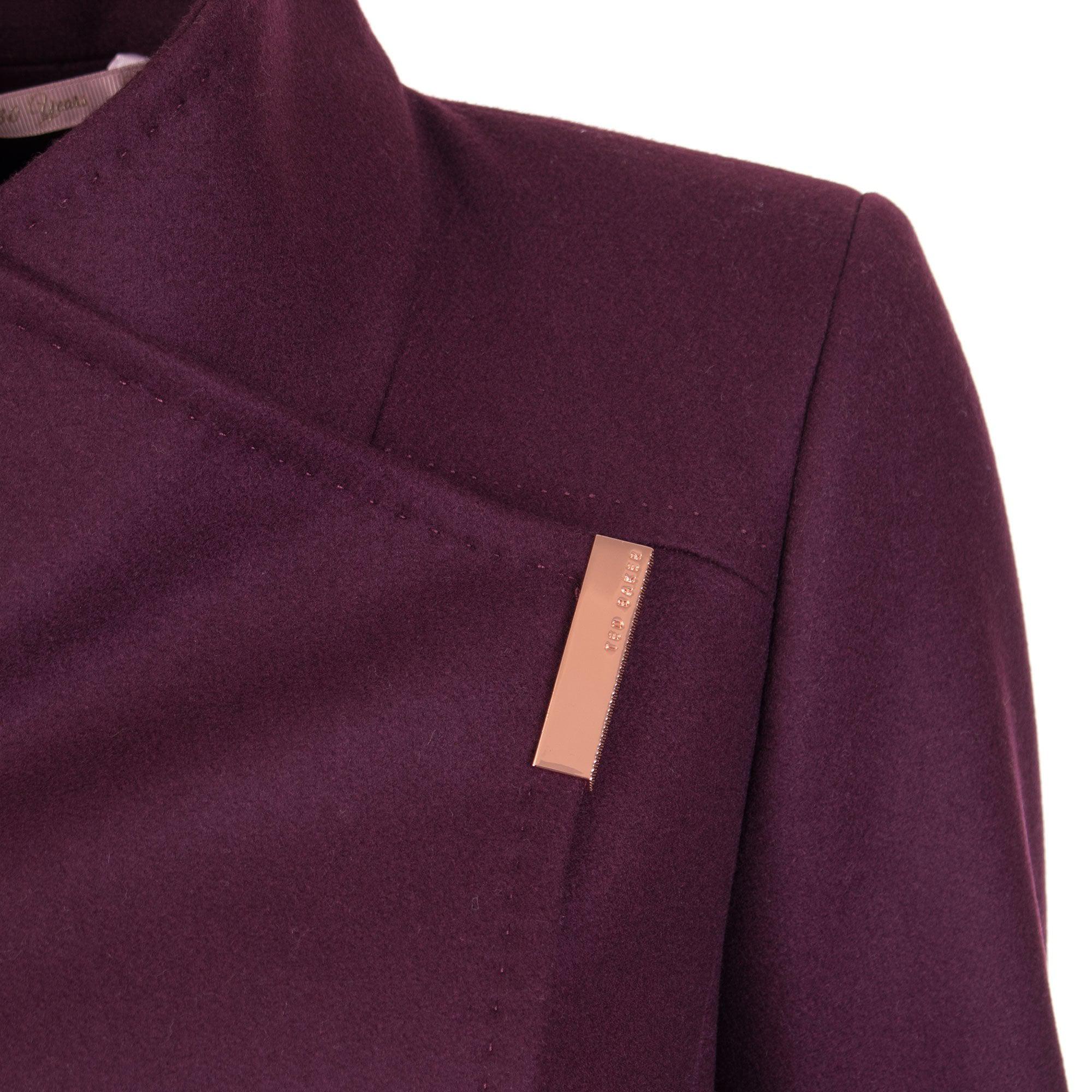 sandra midi wool wrap coat deep purple