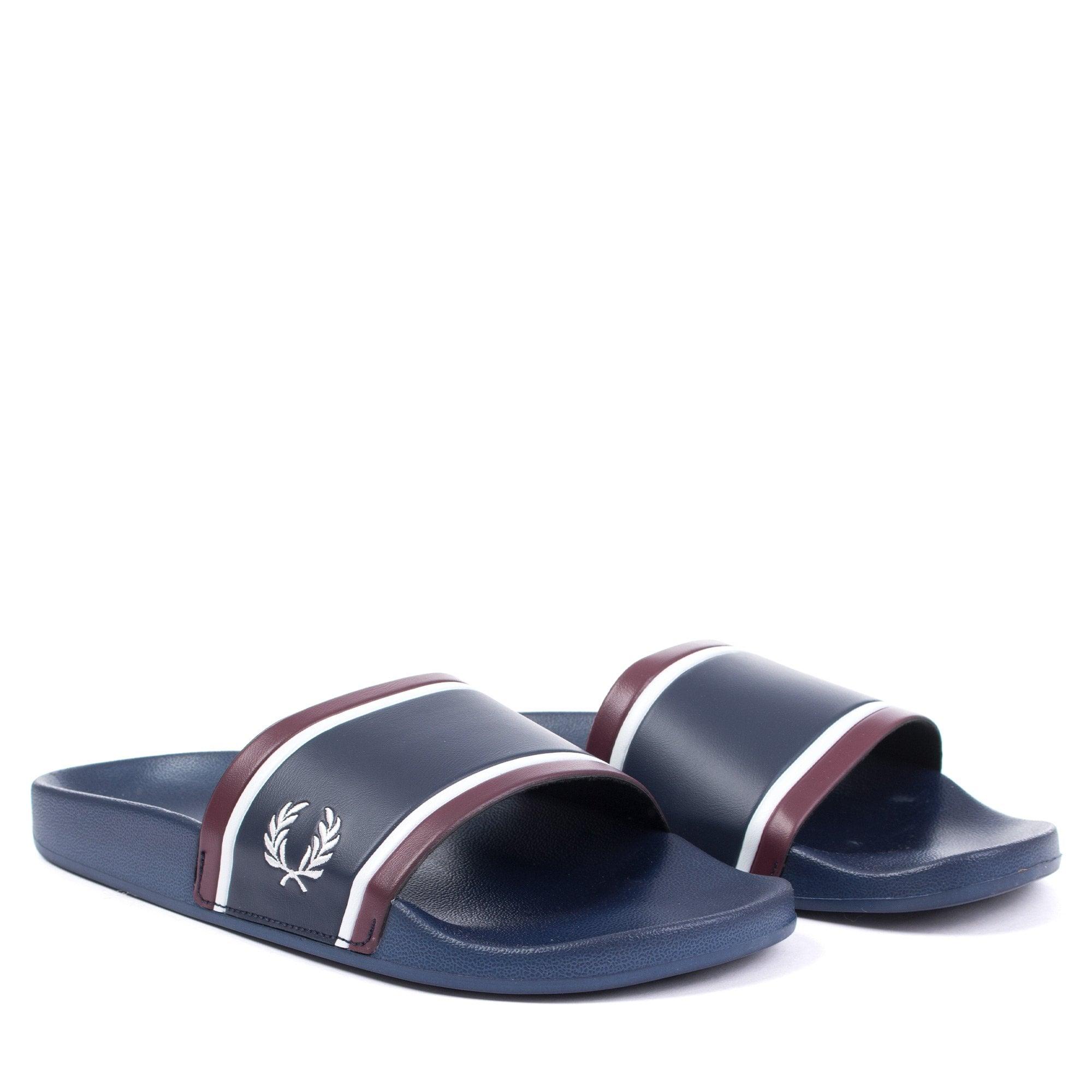 Fred Perry Rubber Printed Sliders in Blue for Men - Lyst