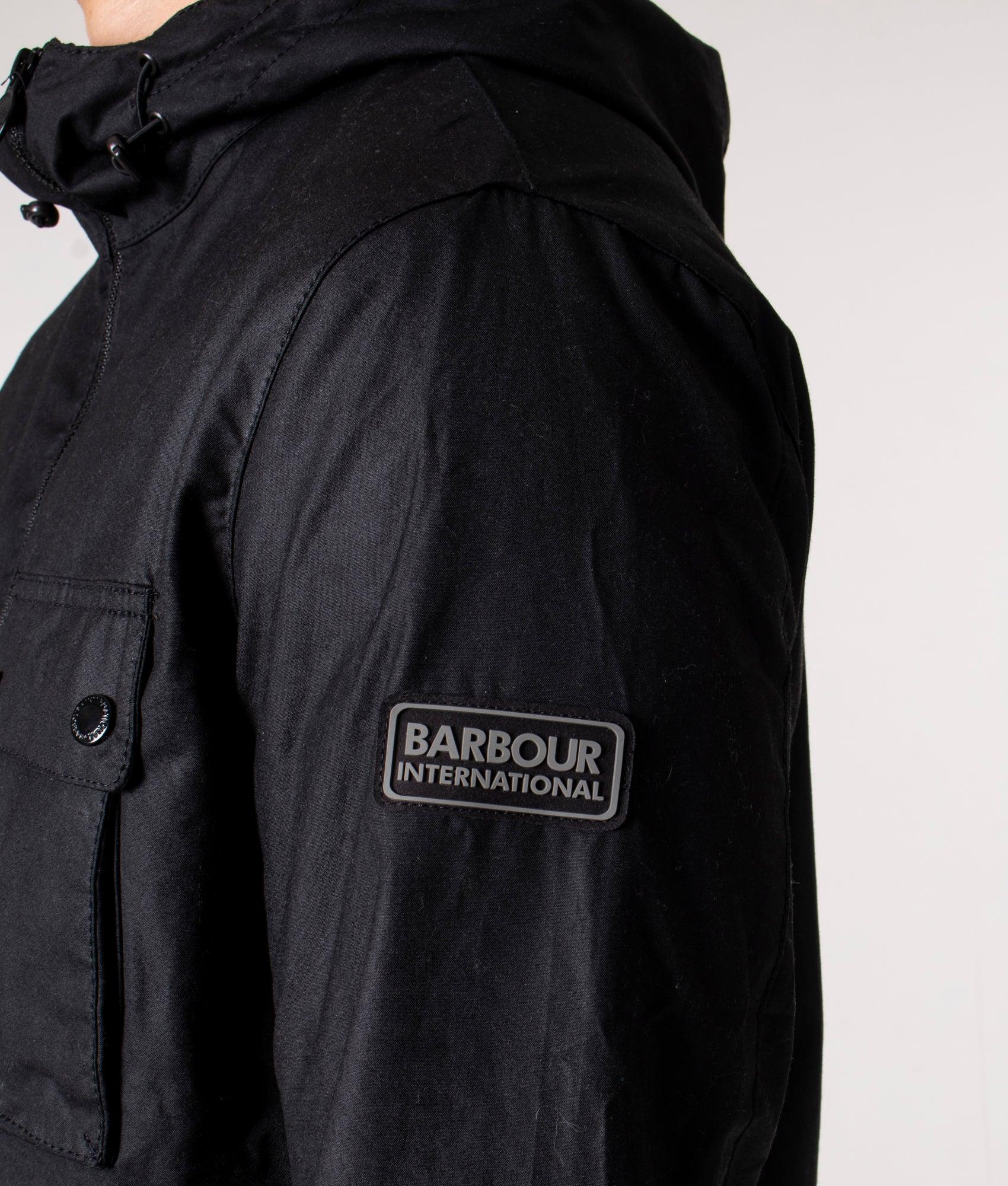 Barbour Cotton Slim Fit Hood Mechanical A7 Wax Jacket in Black for Men |  Lyst UK