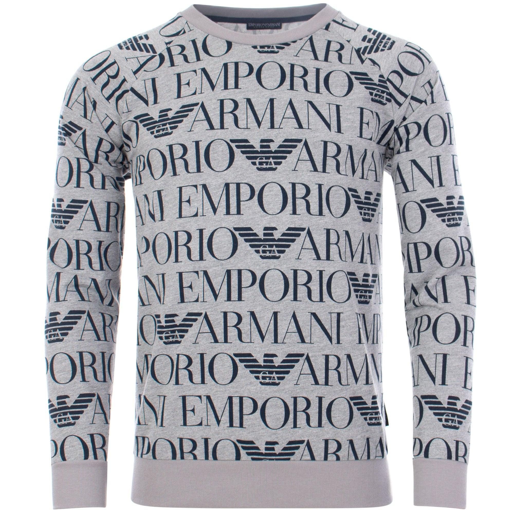 emporio armani grey all over logo sweatshirt