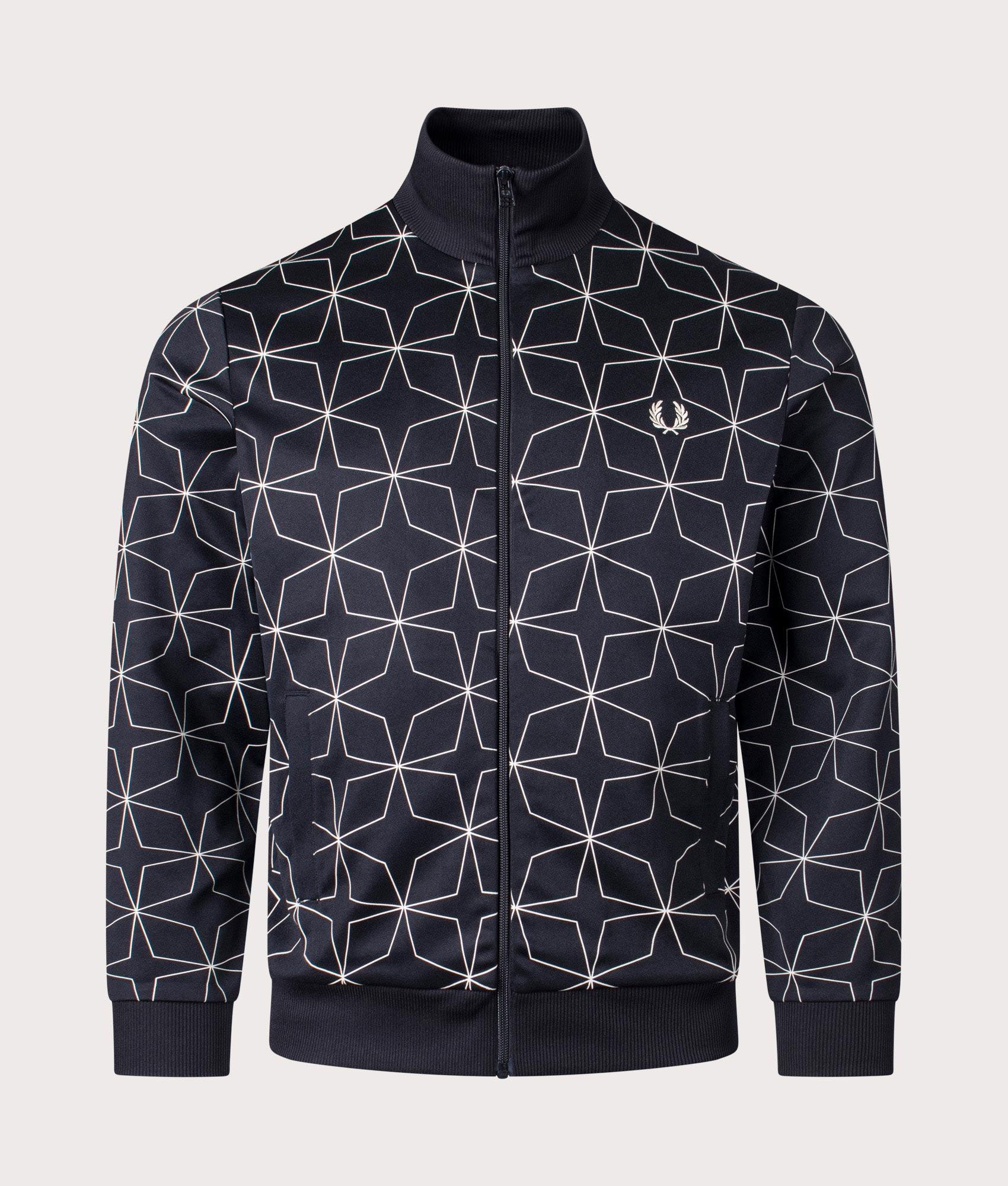 Fred Perry Geometric Print Track Top in Blue for Men | Lyst UK
