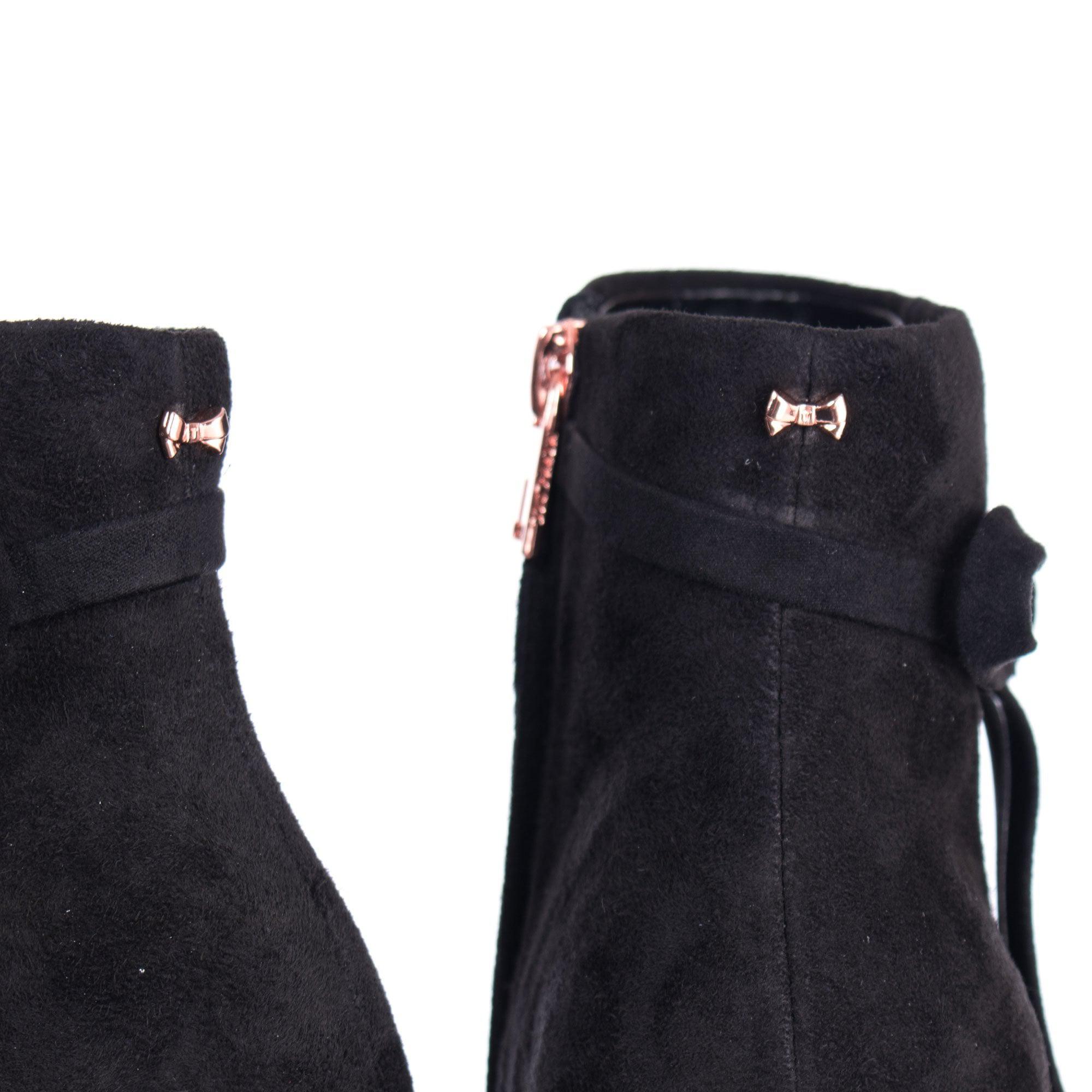 qatena suede bow detail ankle boots