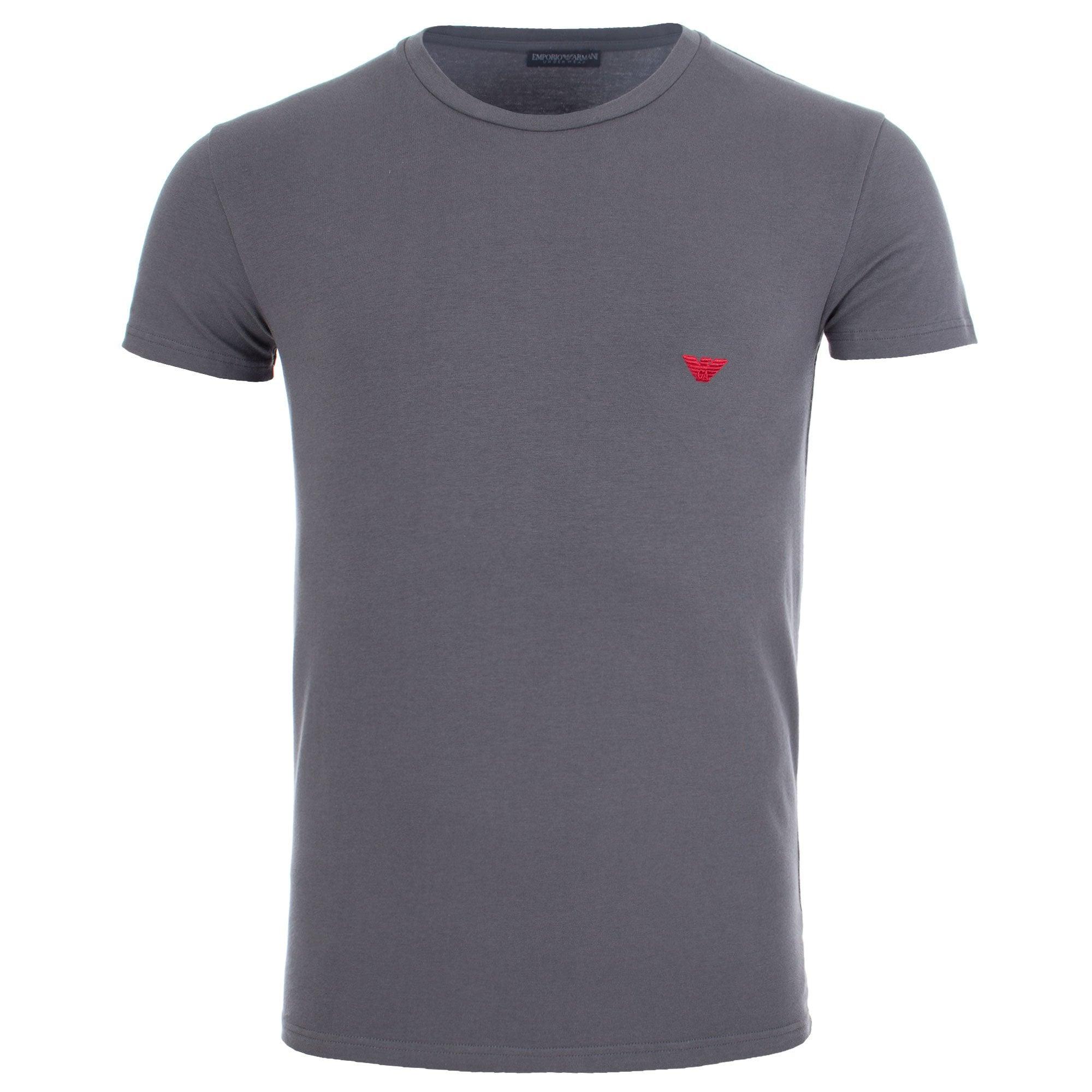 Emporio Armani Slim Fit Small Logo Tshirt in Anthracite (Grey) for Men