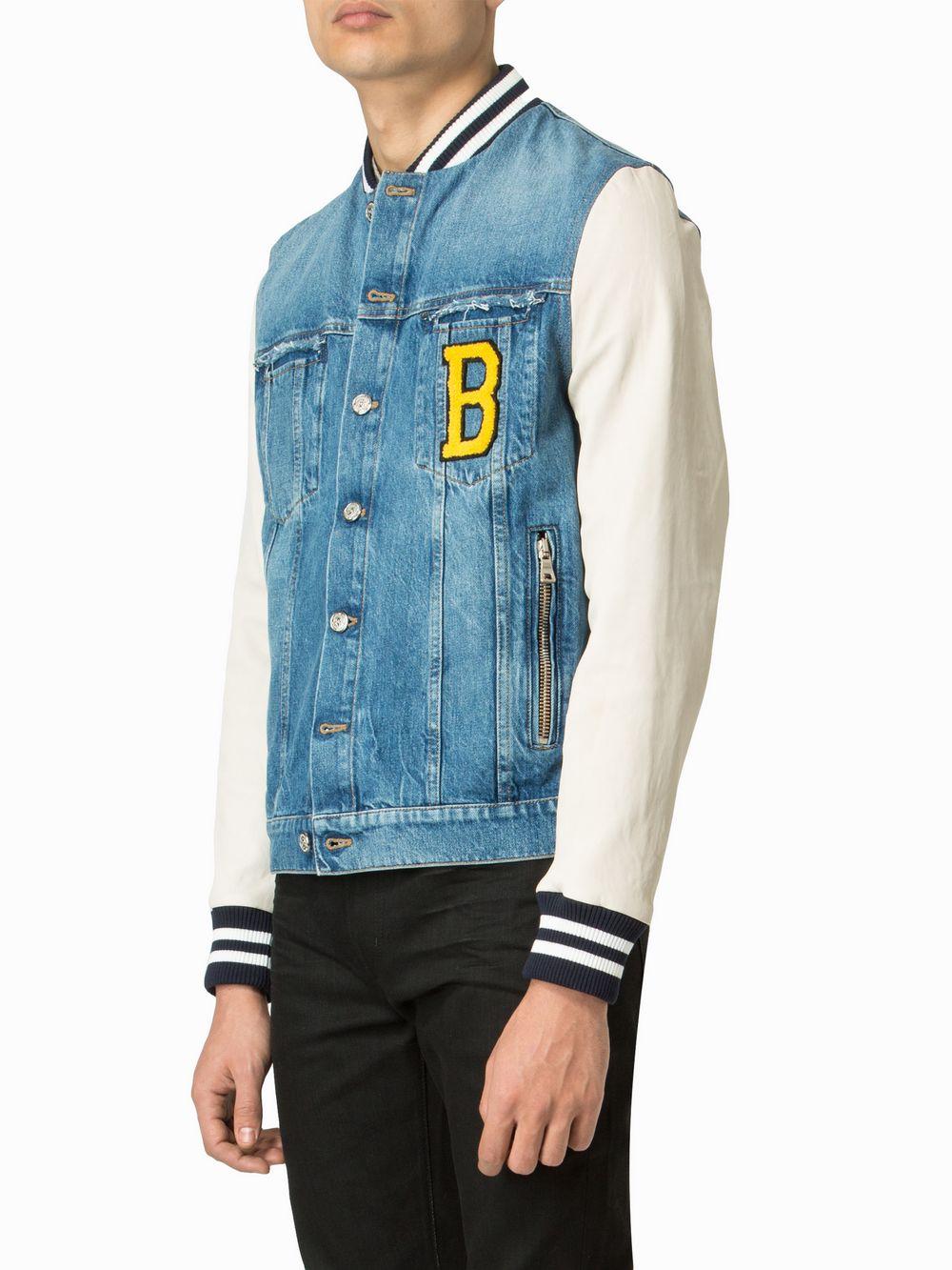 diesel blue denim varsity jacket