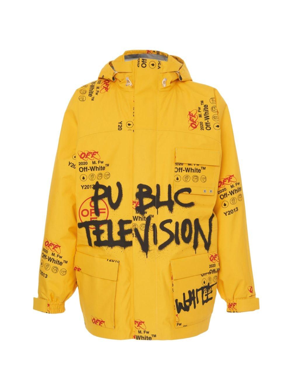 Off-White c/o Virgil Abloh Logo Print Gore-tex Jacket in Off-White c/o Virgil Abloh Logo Print Gore-tex Jacket in