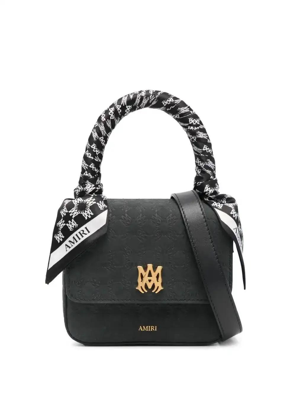 【AMIRI】オフホワイト マイクロ MA バッグ Amiri Micro MA Crystal-Embellished Leather Top Handle Bag