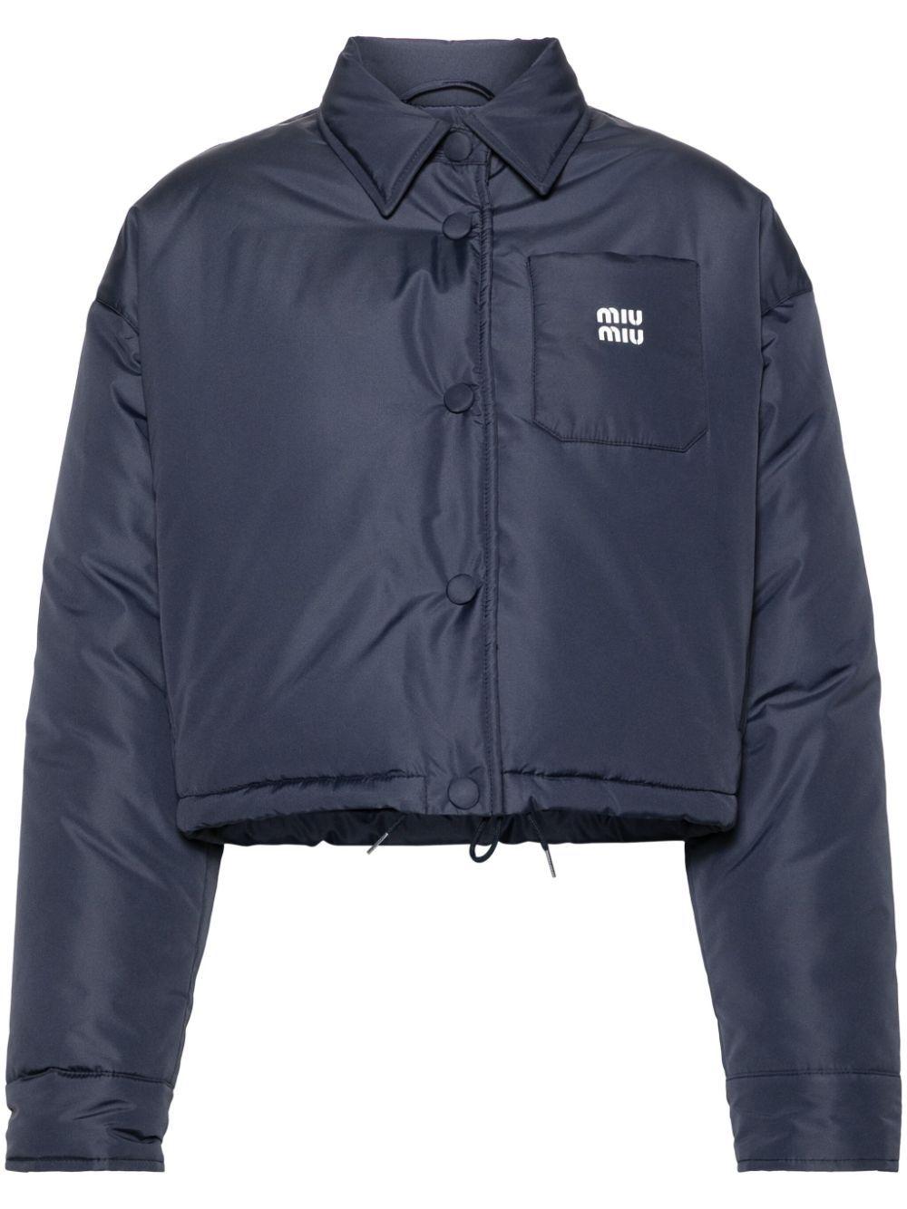 ジャケット・アウター miumiu navy cropped puffer jacket Miu Miu Oversized Crop Down Jacket - Bergdorf Goodman