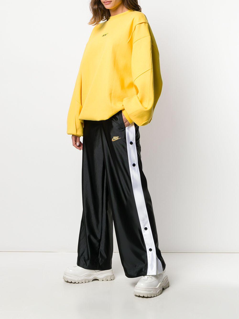 nike black and white popper track pants