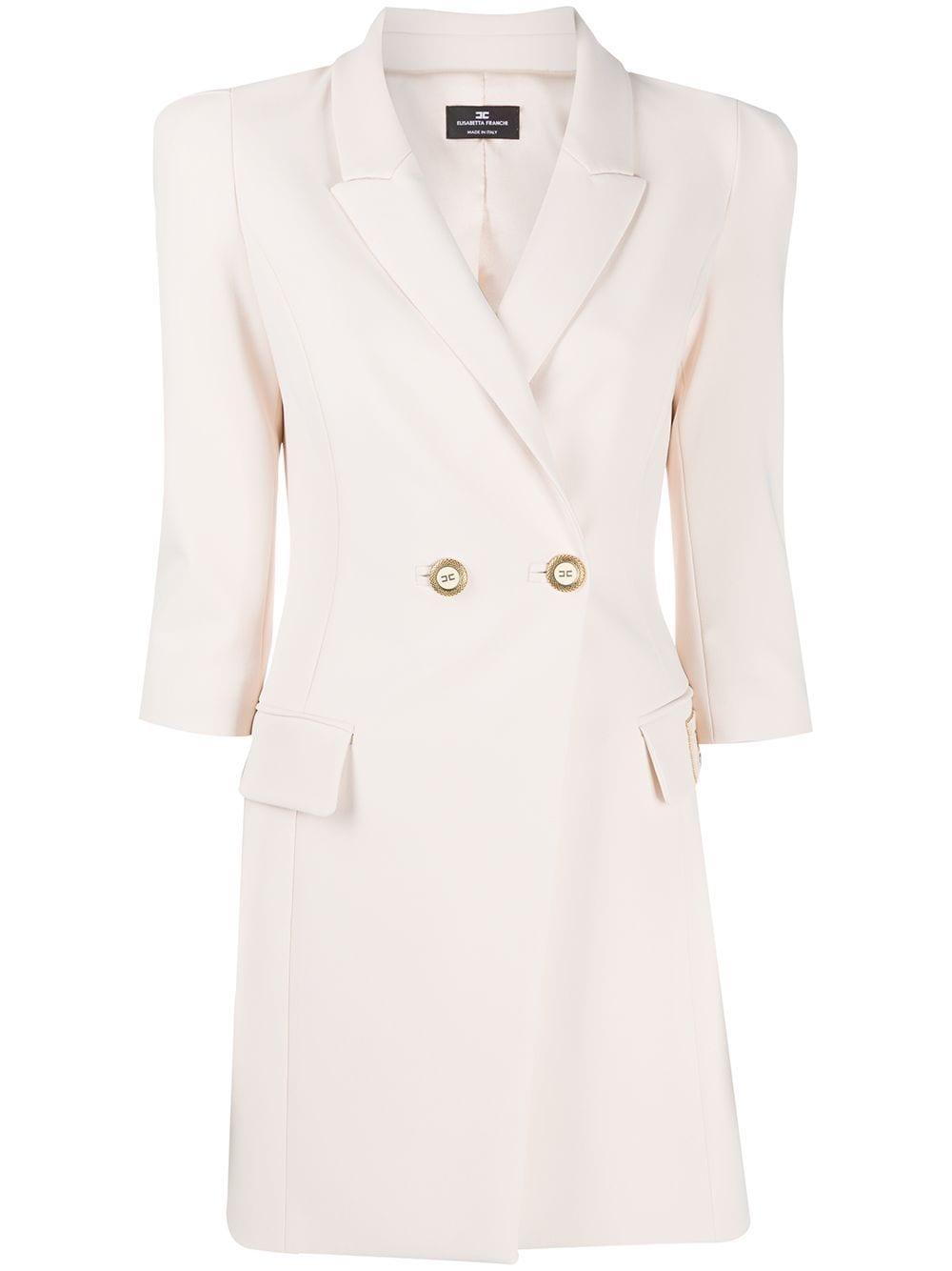 Elisabetta Franchi Double-breasted Blazer Dress in White
