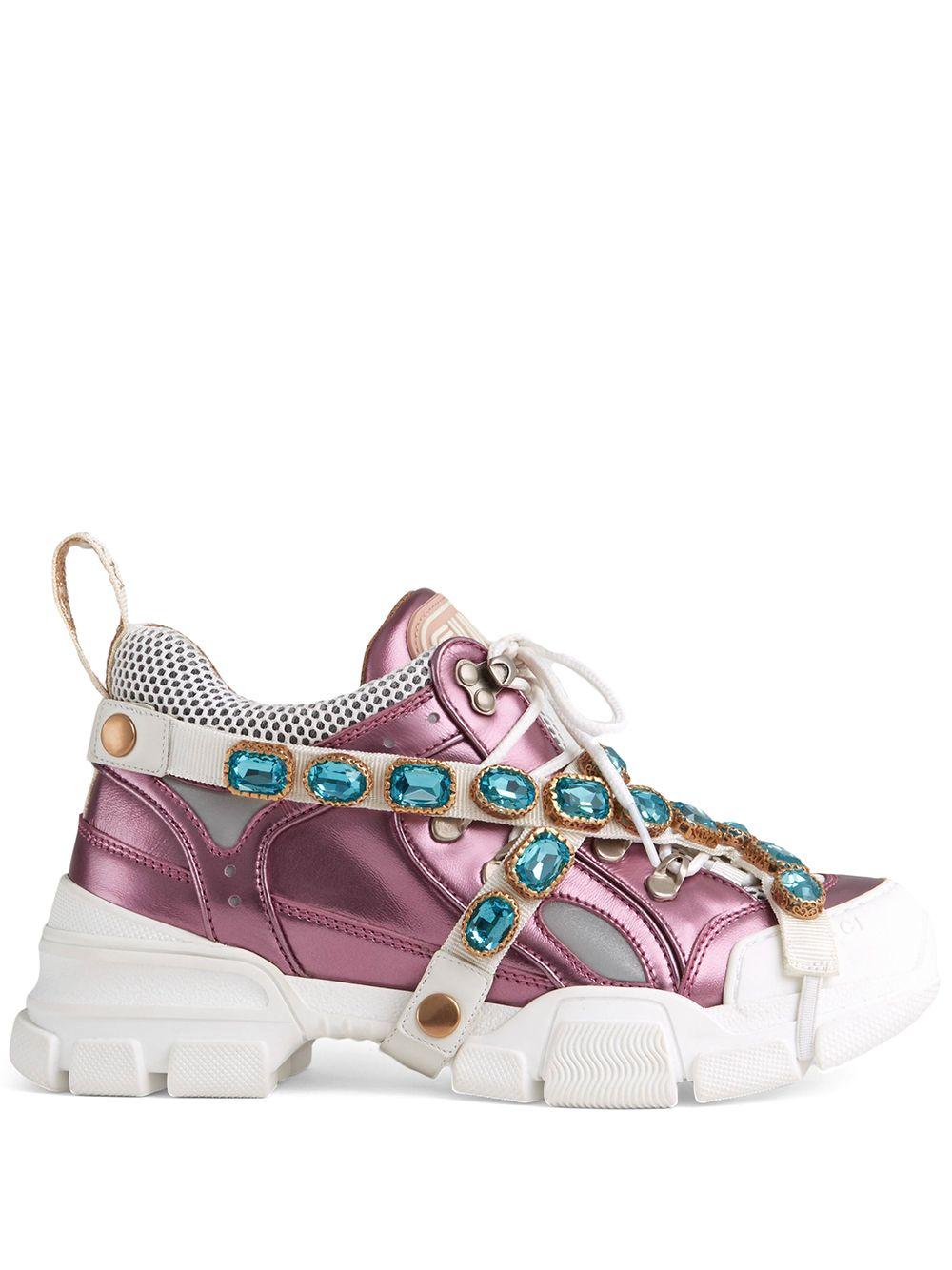 Gucci Flashtrek Sneakers With Removable Crystals in Pink | Lyst