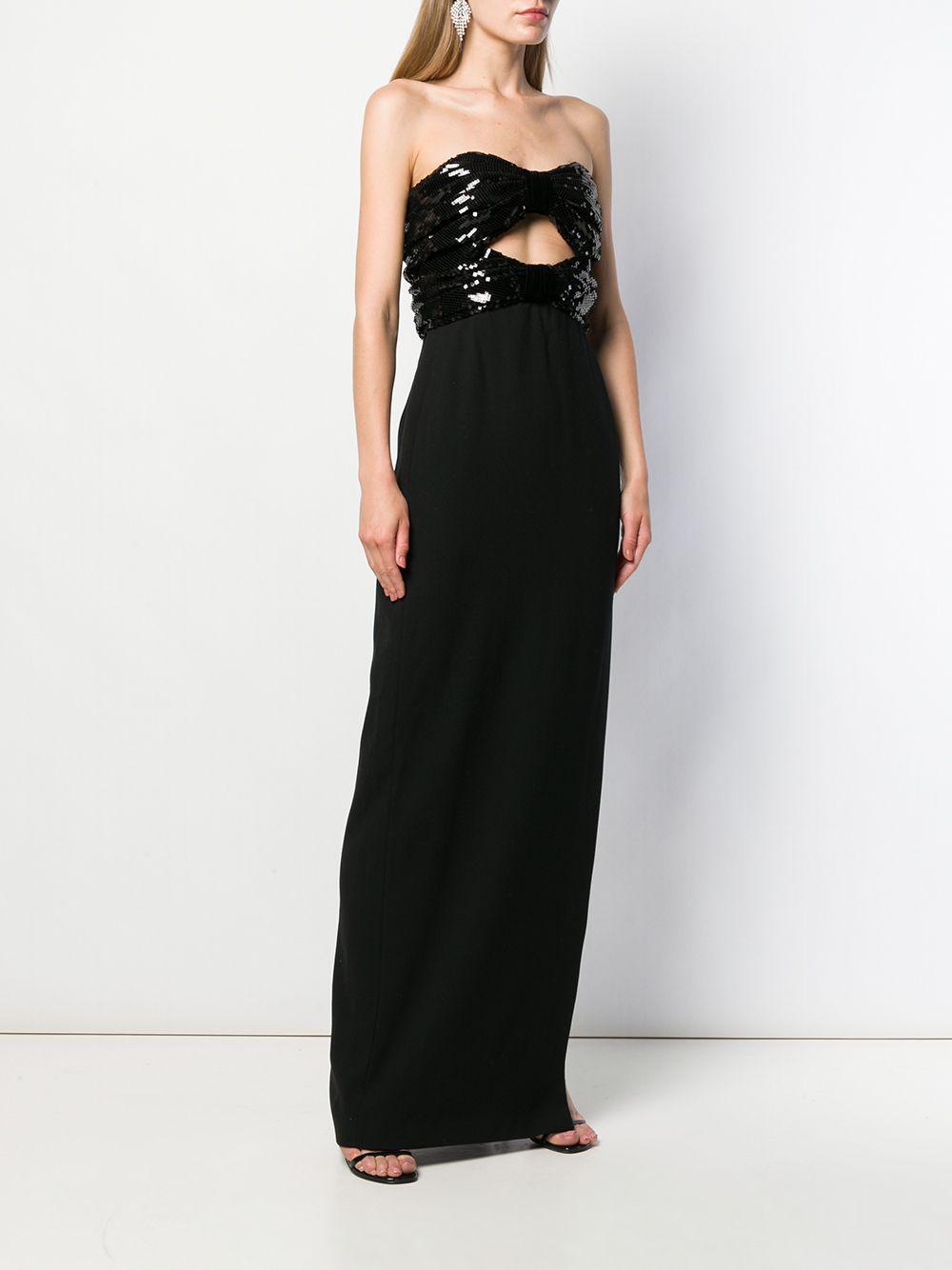 Saint Laurent Wool Sequined Evening Gown in Black - Lyst