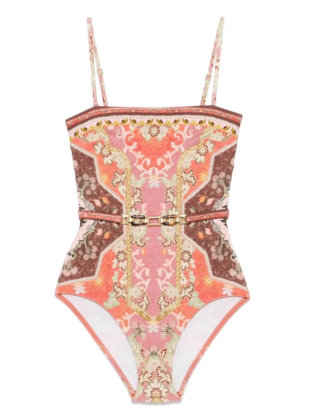 【Zimmermann 】アセンション 花柄 ルーシュ ワンピース水着 ZIMMERMANN Ruffled Floral Swimsuit in Multicolor | endource