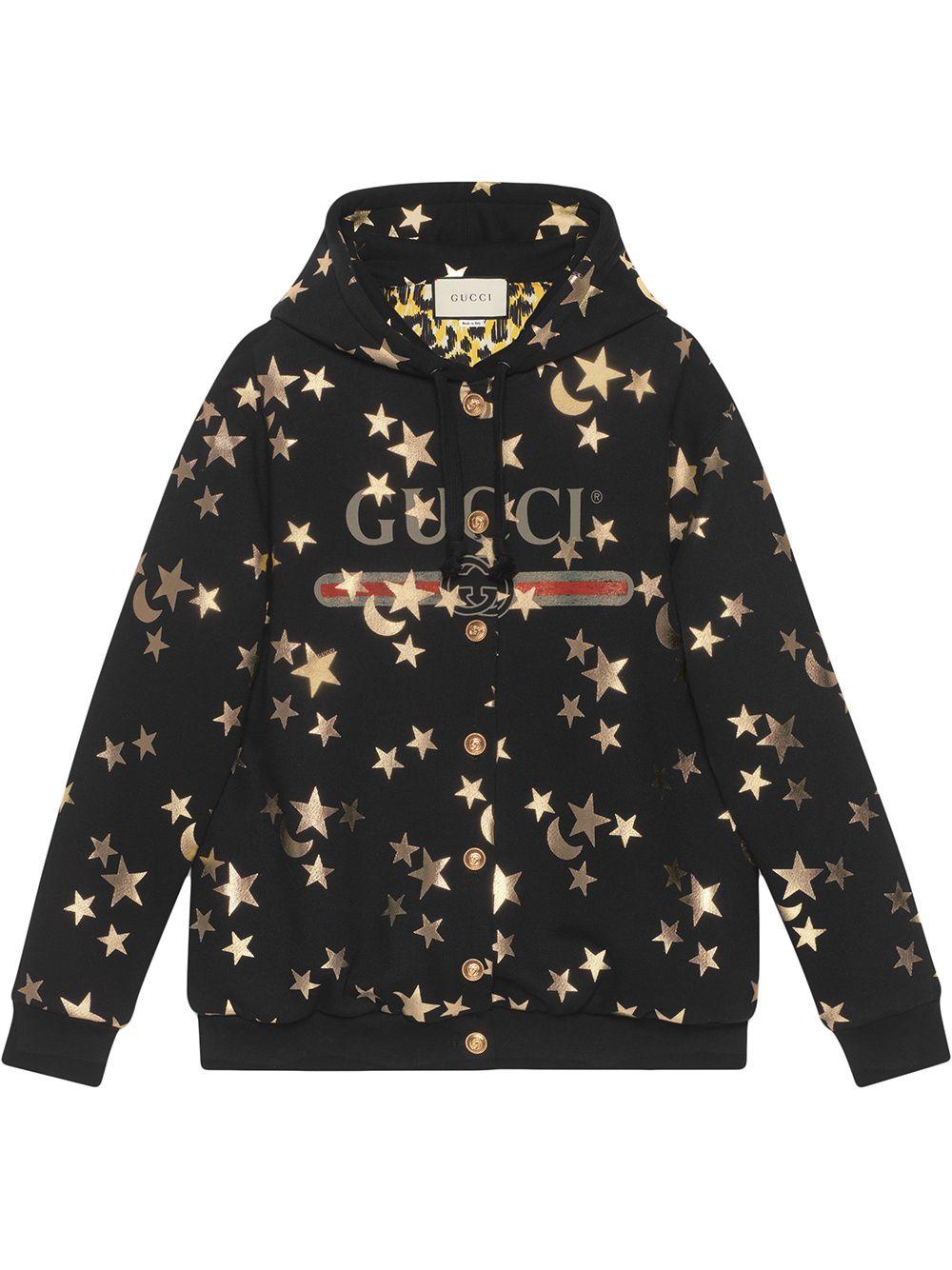 Gucci black and gold hoodie deals
