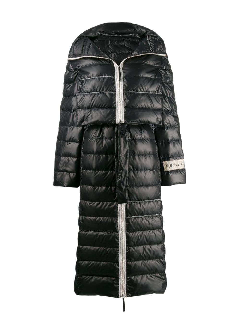 black padded midi coat