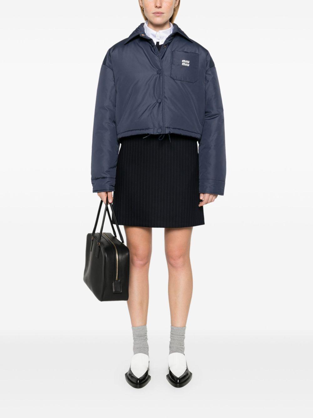 ジャケット・アウター miumiu navy cropped puffer jacket Miu Miu Cropped Puffer Jacket in Blue | Lyst UK