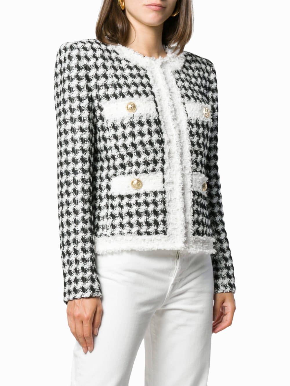 Balmain Cotton Cropped Tailored Jacket in White Lyst