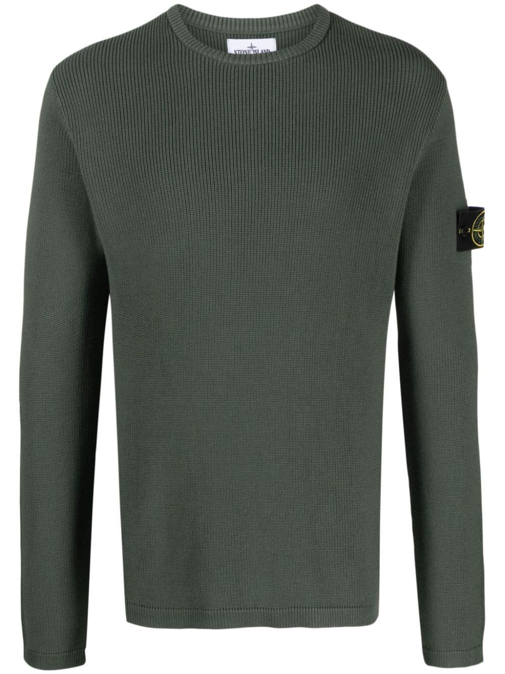 Stone Island Compass Applique Cotton Jumper in Green for Men Lyst
