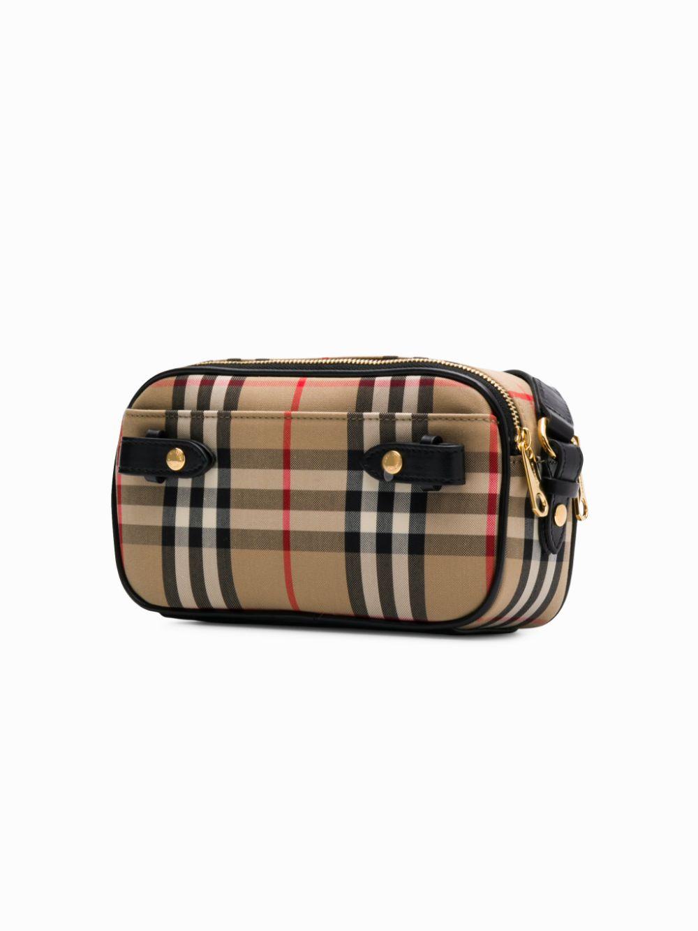 Burberry Leather Micro Vintage Check Camera Bag in Brown | Lyst
