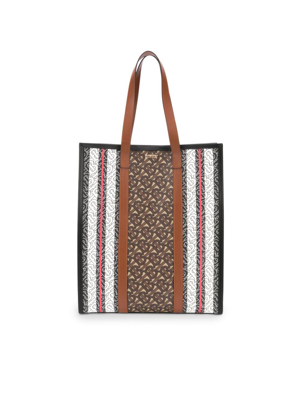 Burberry Small Monogram Stripe Portrait Tote Bag in Brown | Lyst
