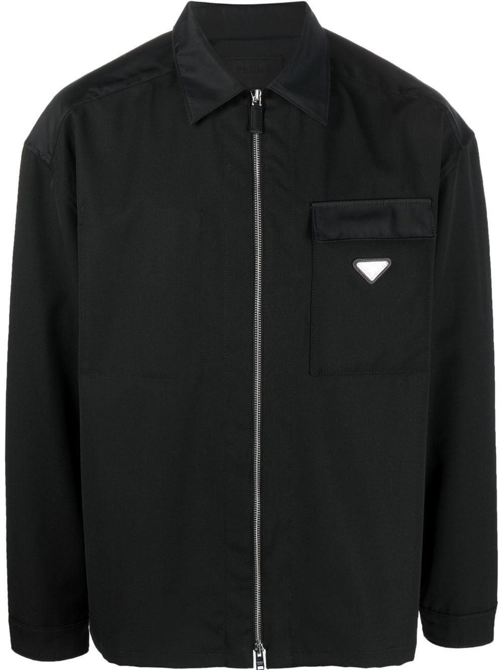 Prada Synthetic Re-nylon Triangle Logo-plaque Jacket in Black for Men ...