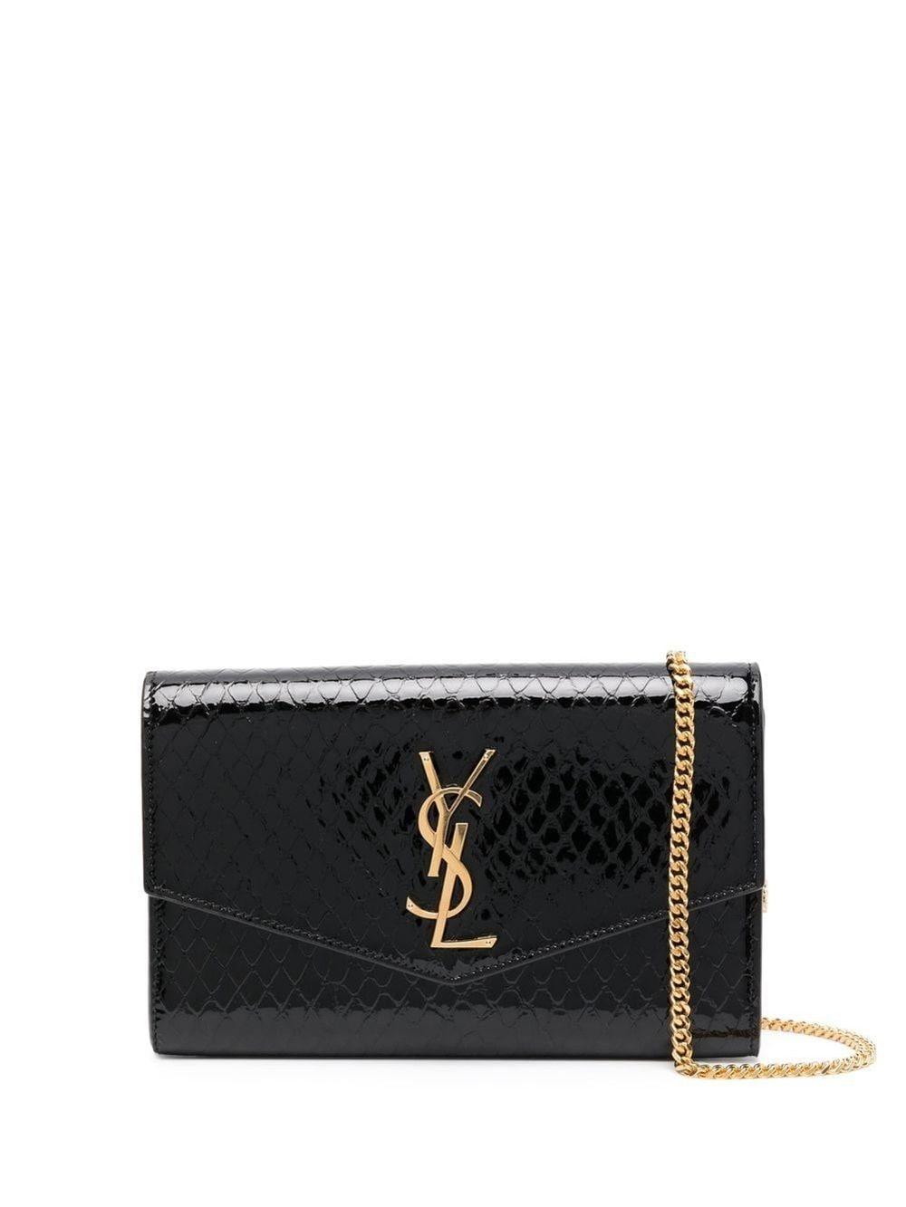 Saint Laurent Envelope Crocodile-effect Crossbody Bag in Black | Lyst