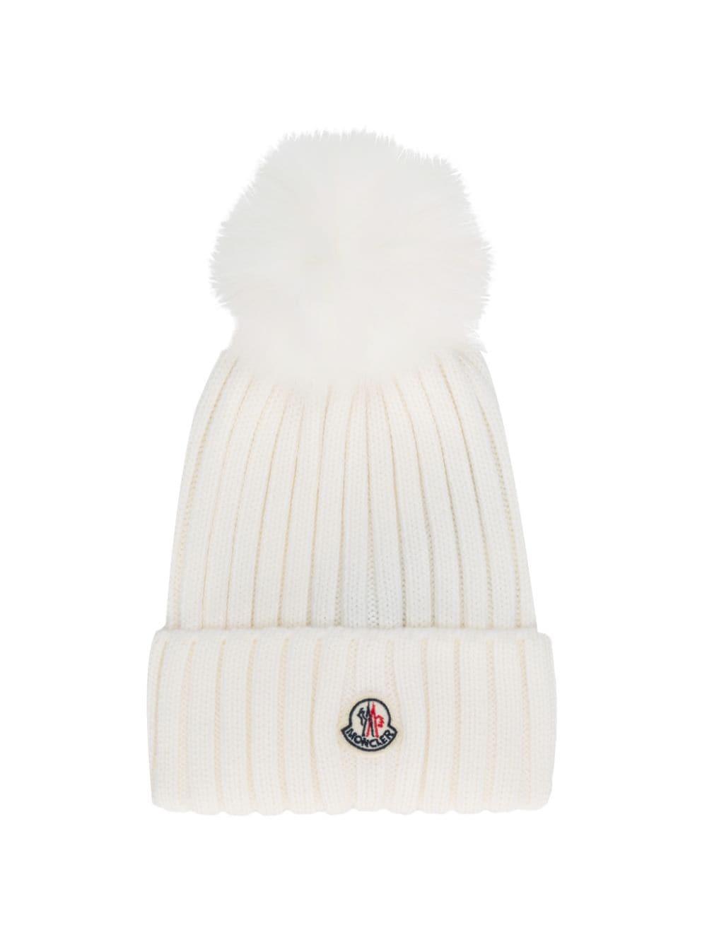 Moncler Fur Pompom Hat in Ivory (White) - Lyst