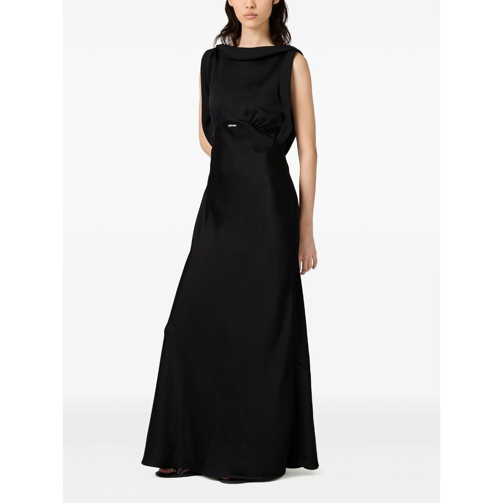 【関税&送料込】Miu Miu Black Satin Dress Miu Miu chain-straps Silk Dress | Black | FARFETCH