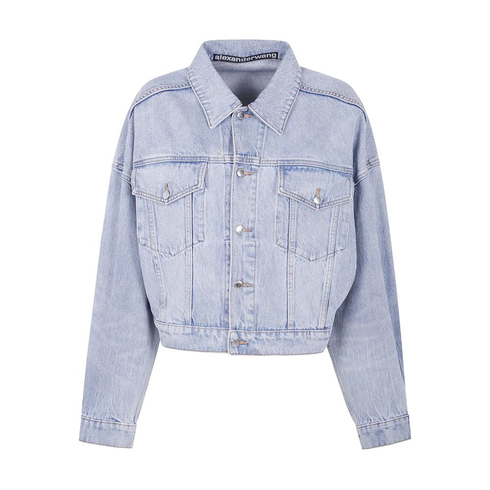 Alexander Wang Boxy Fit Denim Trucker Jacket in Blue | Lyst