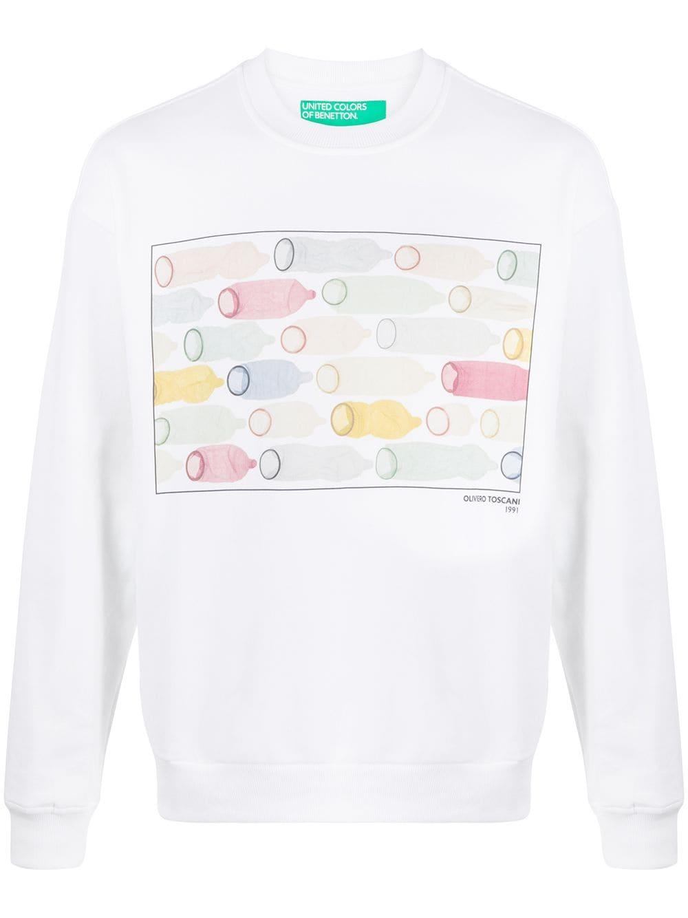 Benetton Cotton Condom Print Sweatshirt in White for Men - Lyst