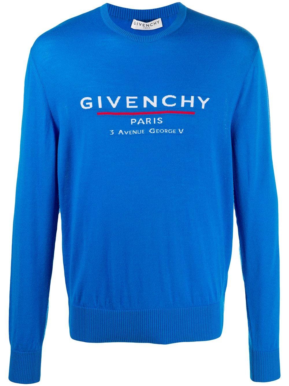 Givenchy Wool Logointarsia Jumper in Blue for Men Save 24 Lyst