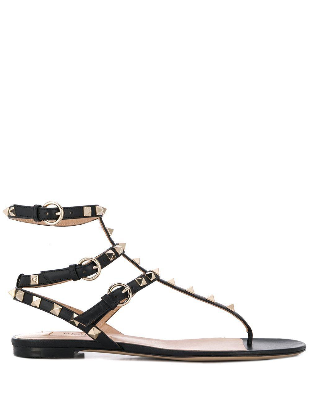 Valentino Garavani Rockstud Sandals in Black - Lyst