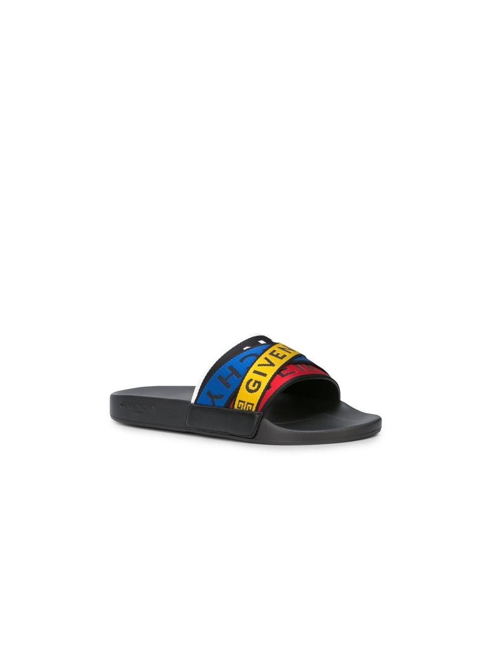Givenchy Multicoloured Logo Strap Slides in Black for Men Lyst