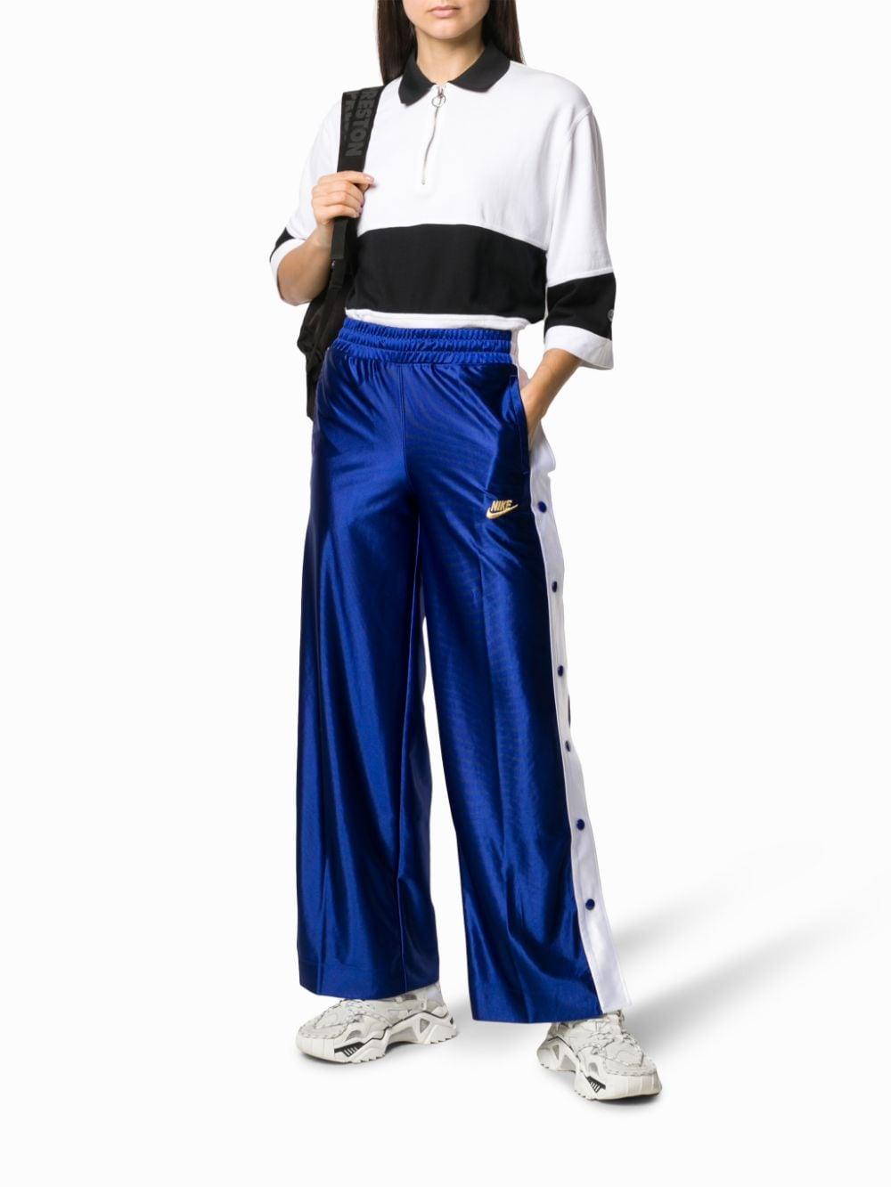Nike Satin Wide leg Track Pants in Blue Lyst