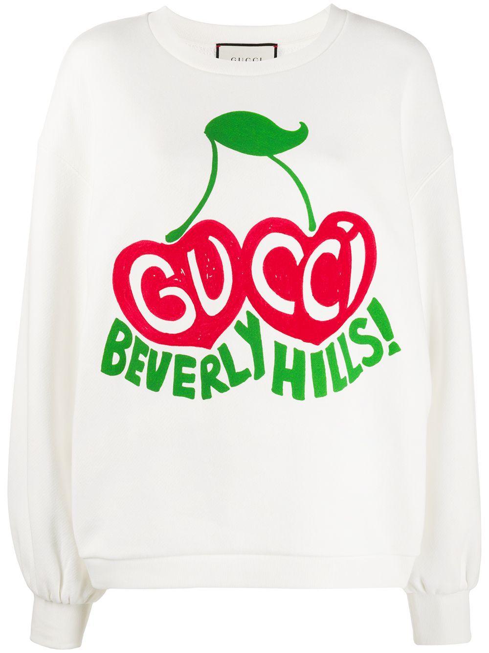 Gucci Cotton "beverly Hills" Cherry Print Sweatshirt in White - Save 59% |  Lyst