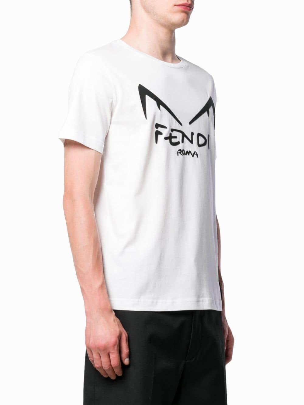 Fendi Cotton Diabolic Eyes Logo T-shirt in White for Men - Lyst