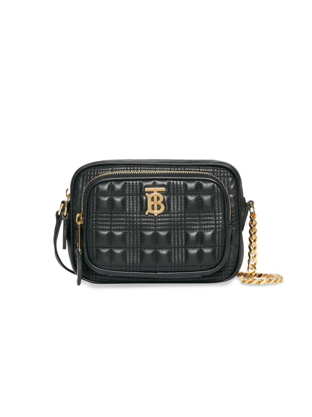 Burberry Leather Small Quilted Check Lambskin Camera Bag in Black ...