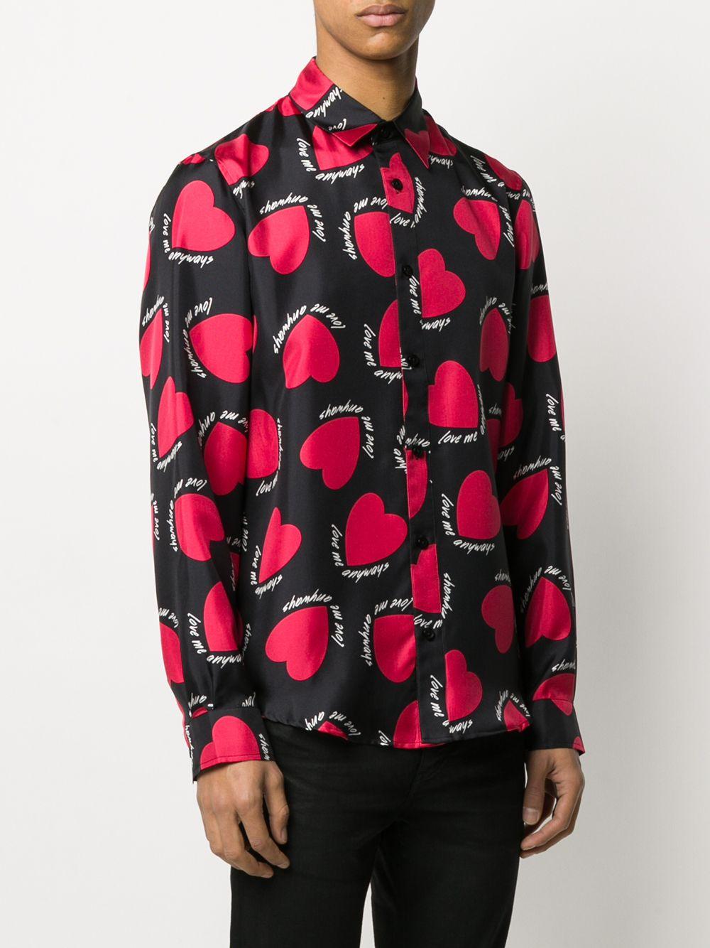 Amiri Silk Long Sleeve Heart Print Shirt in Red for Men - Save 7% - Lyst