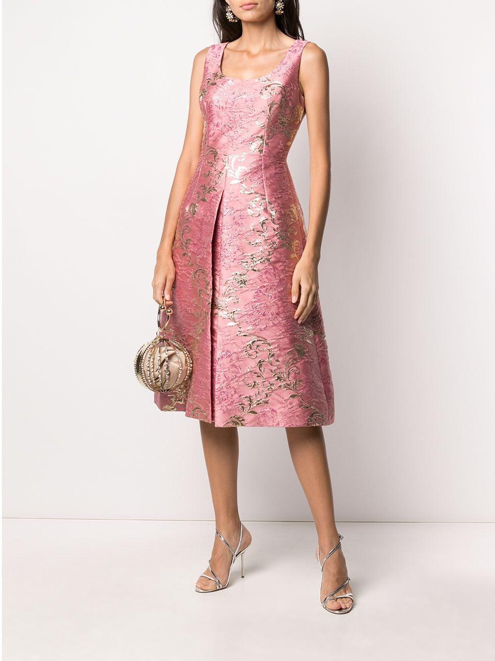 ☀ Gabbana Jacquard Floral Pattern Dress ...