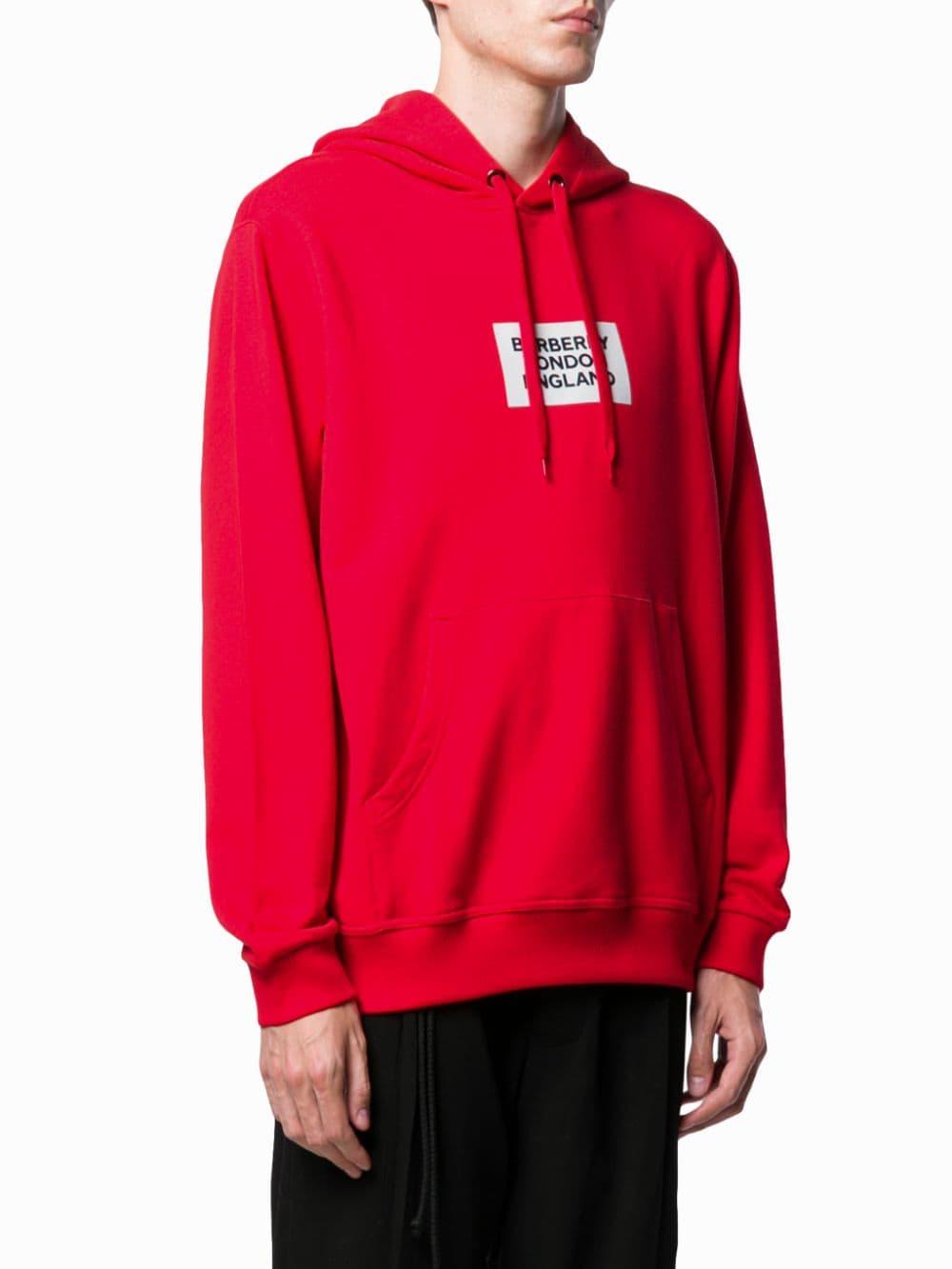 Burberry Cotton London England Patch Hoodie in Red for Men - Lyst