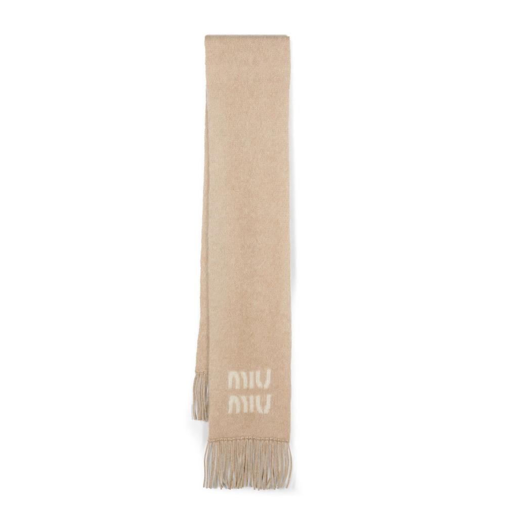 小物 MIU MIU wool scarf Logo mohair and wool-blend scarf in purple - Miu Miu | Mytheresa