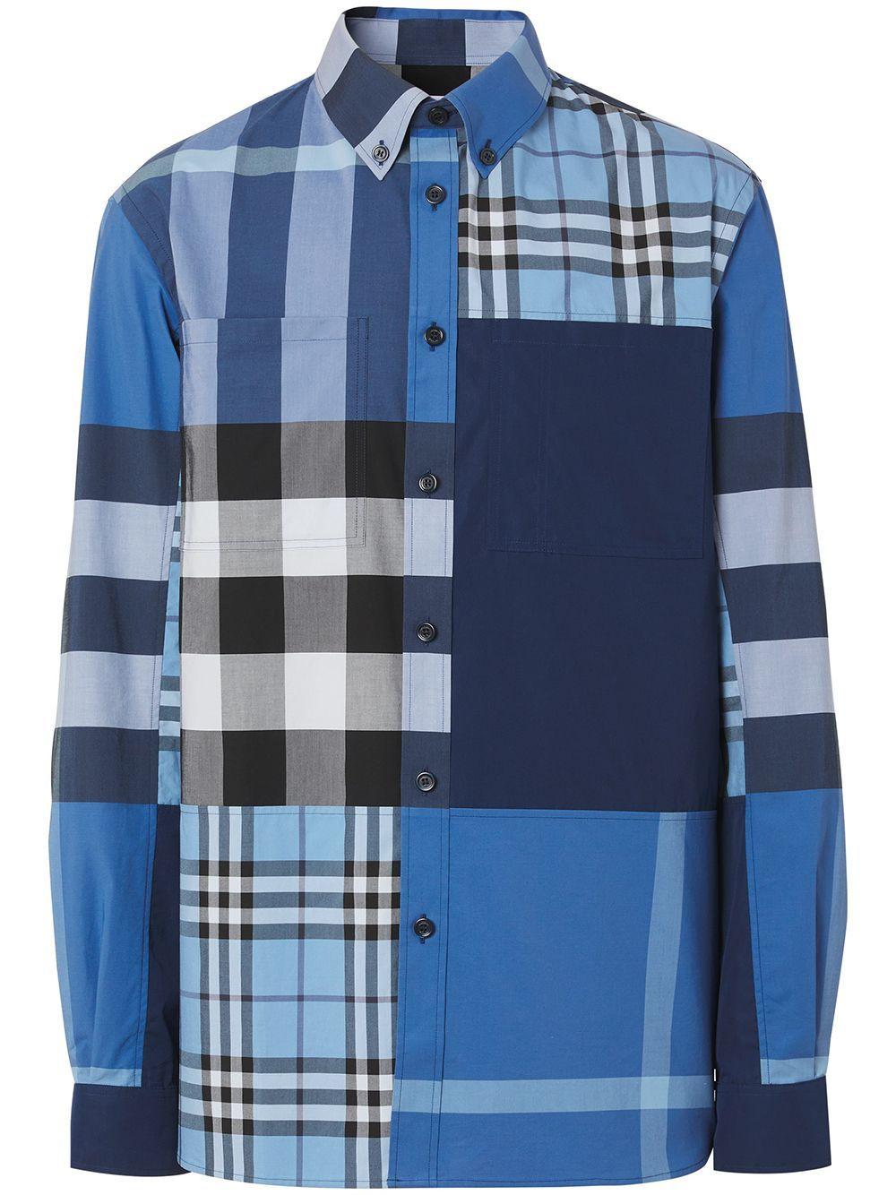 blue burberry button down