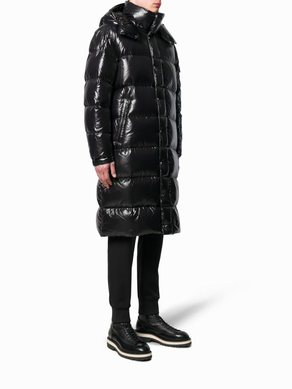 black padded midi coat