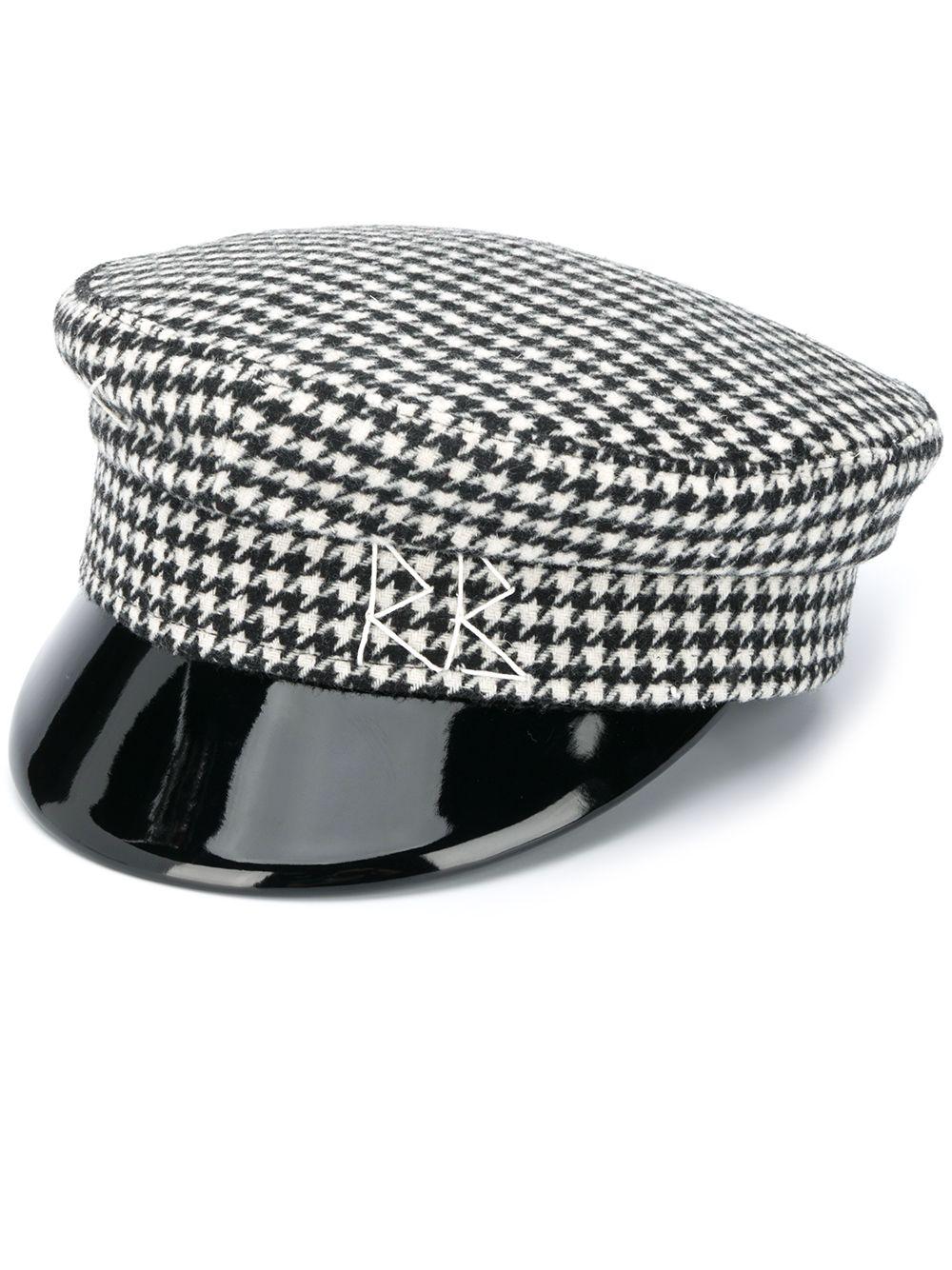 Ruslan Baginskiy Wool Houndstooth Check Baker Boy Cap in White Lyst