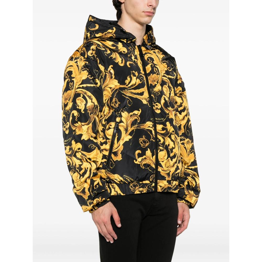 Versace Jeans Couture Baroque-Print Hooded Jacket in Black for Men