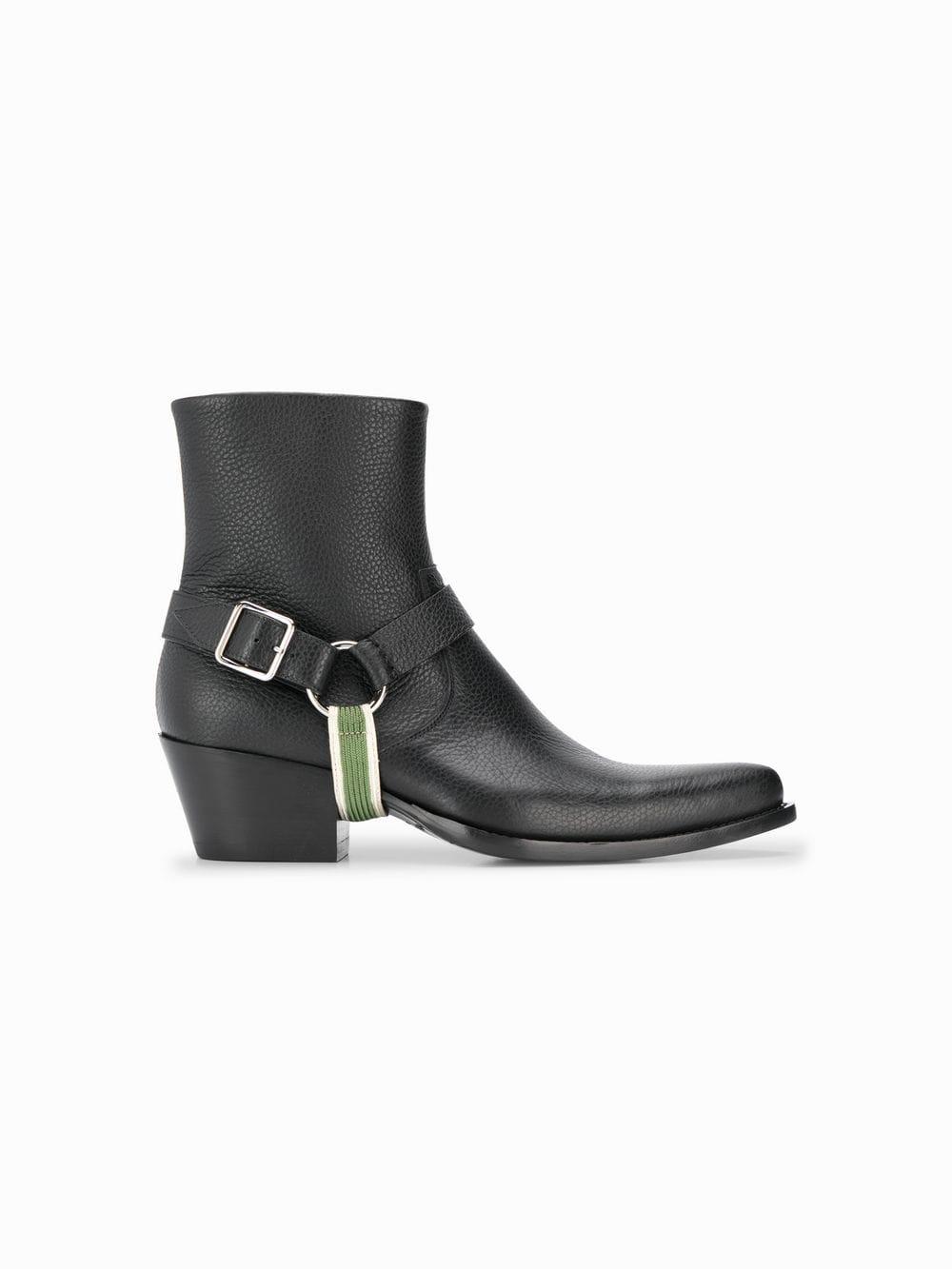 CALVIN KLEIN 205W39NYC Harness-strap Leather Ankle Boots in 