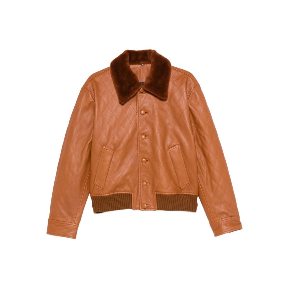 Ernest W. Baker Quilted Leather Jacket in Brown for Men Ernest W. Baker Quilted Leather Jacket in Brown for Men