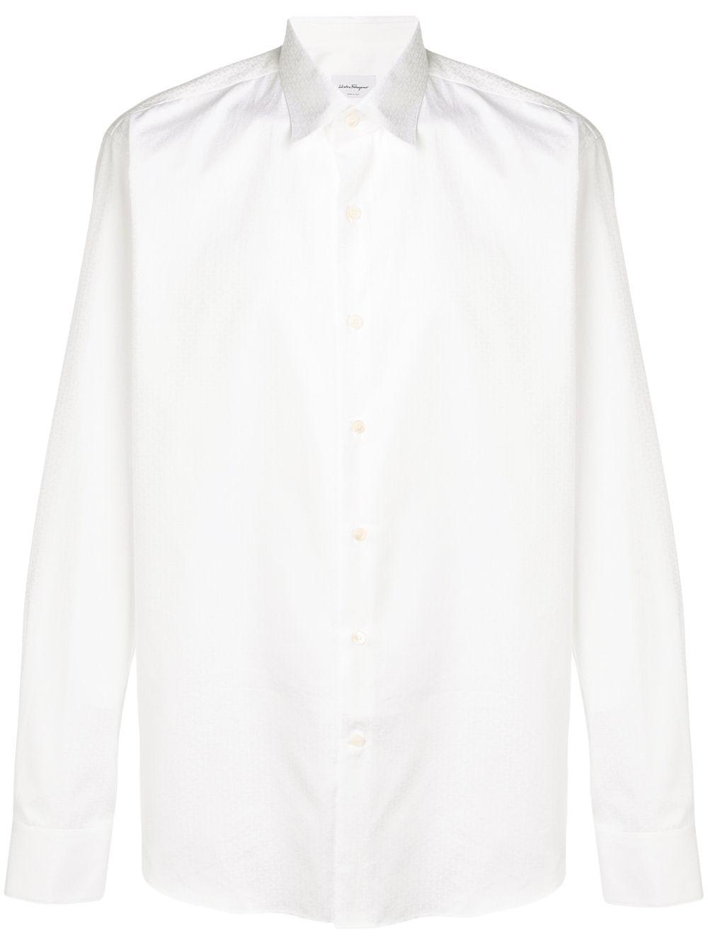 Ferragamo Cotton Logo Print Shirt in White for Men - Lyst