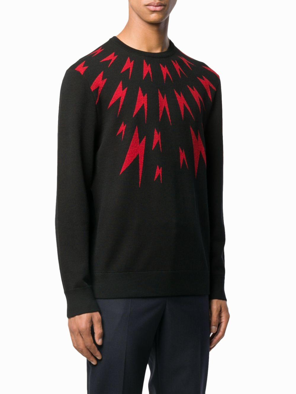 Neil Barrett Wool Lightning Bolt Jumper in Black for Men Lyst