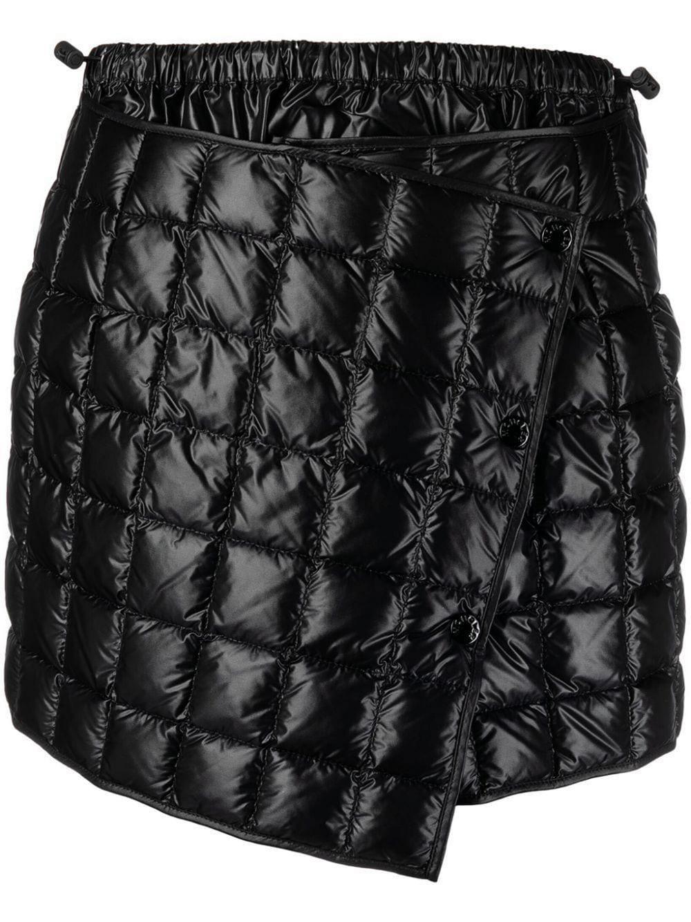 Moncler Quilted Asymmetric Mini Skirt in Black | Lyst